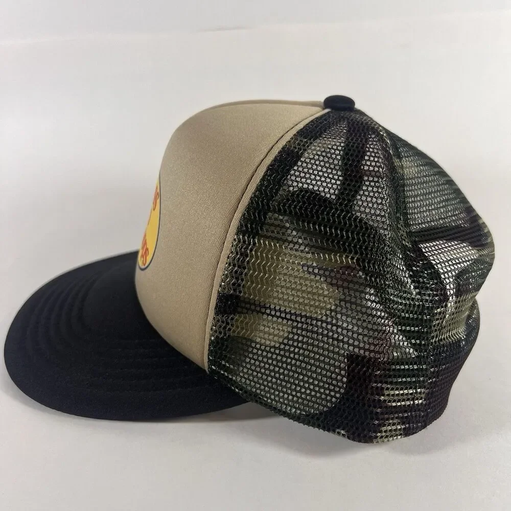 Bass Pro Shops Foam Trucker Hat Tan/Camo Mesh Snapback One Size Adjustable NWOT